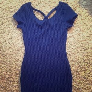 Textured bodycon dress with crisscross back